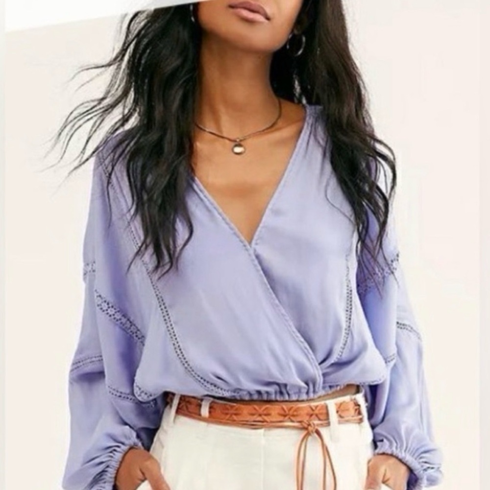 Free People Weekend Love Top Periwinkle Color Size Small